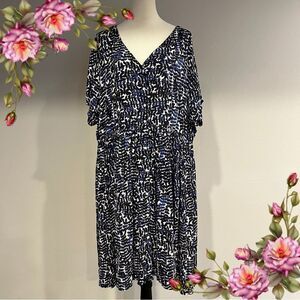 Woman within plus size leaf wines print short sleeve mini casual dress